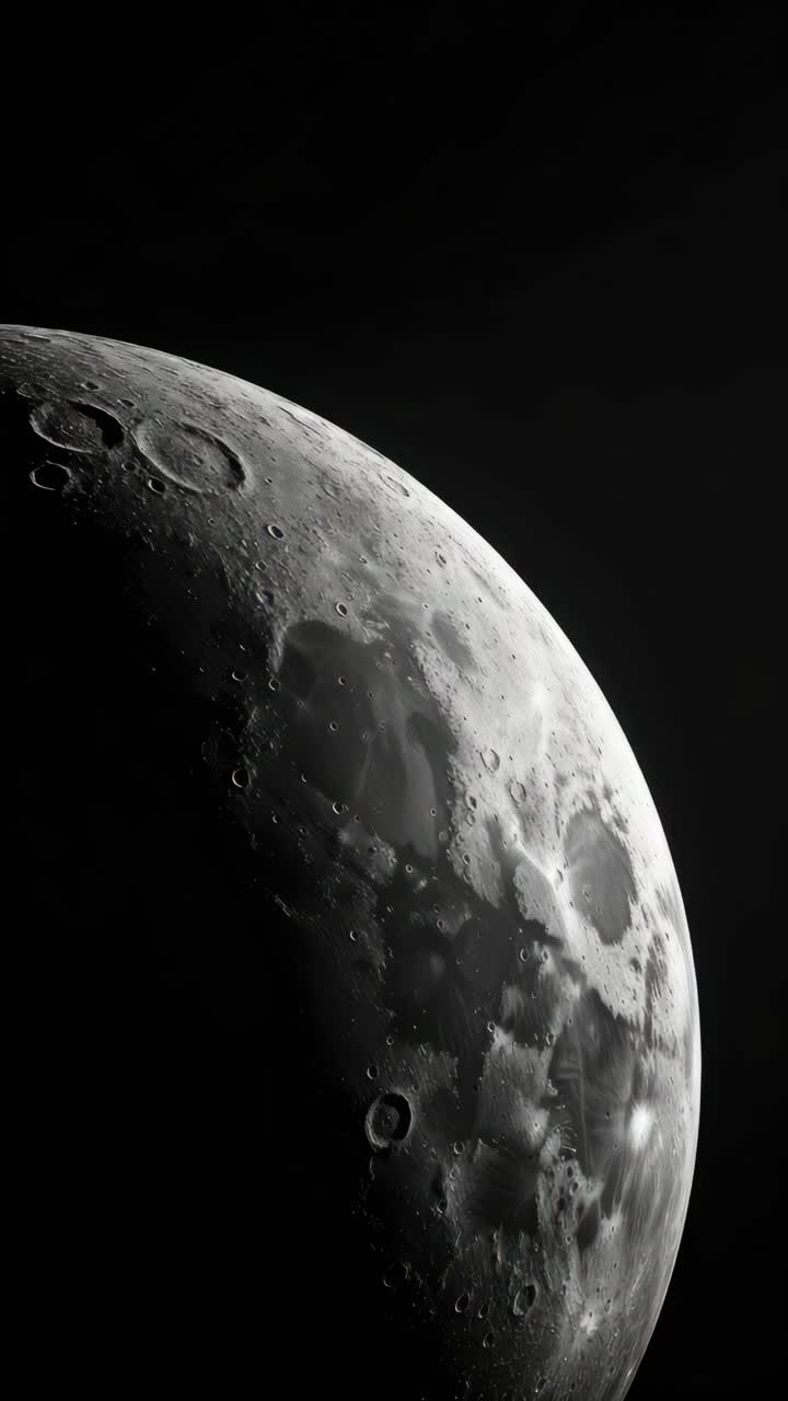 A stunning close-up video shot of the moon's surface, showcasing craters and textures