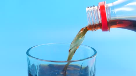 pouring cola into a glass