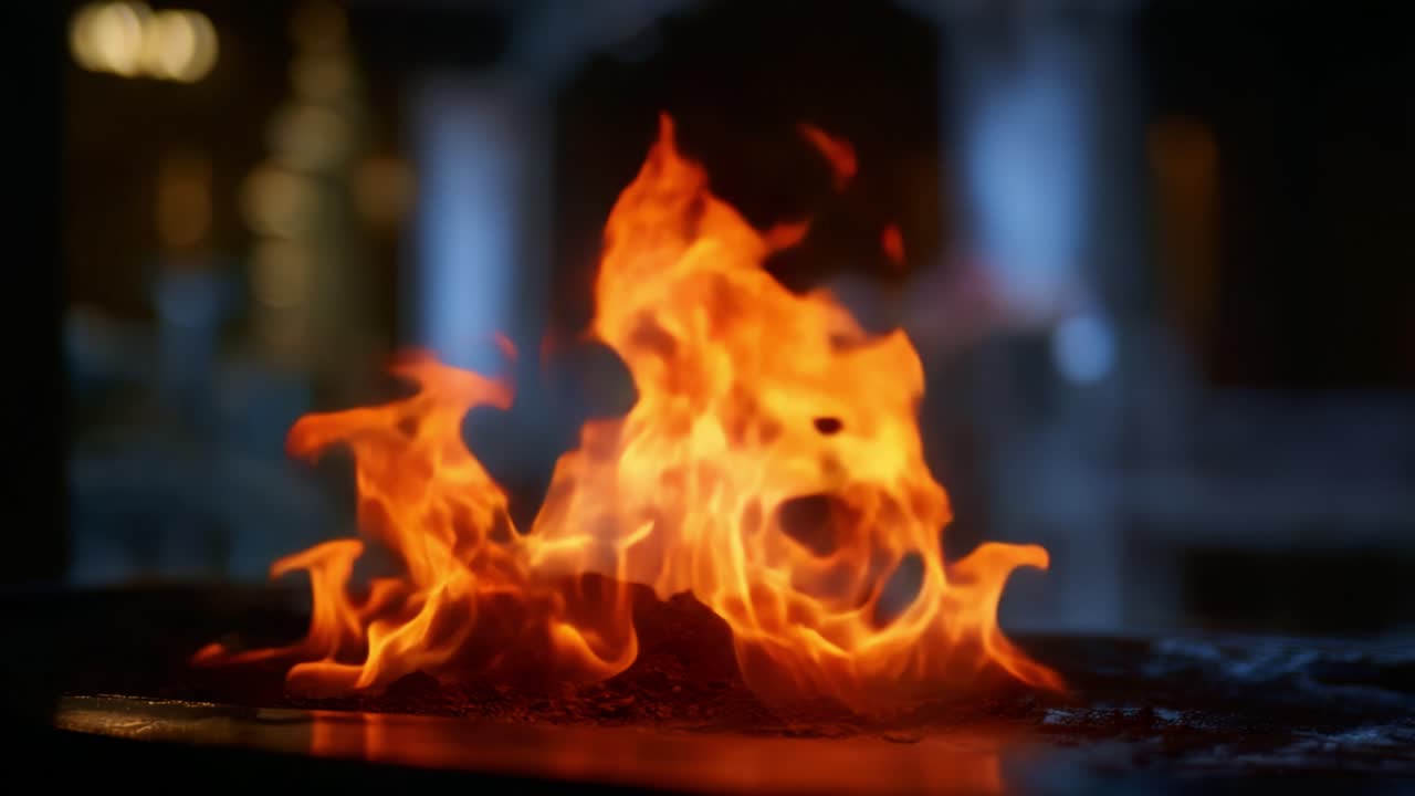 Des flammes captivantes dansent dans un espace sombre, évoquant chaleur et énergie à travers leurs vifs scintillements et leur éclat radieux dans une captivante démonstration de feu.