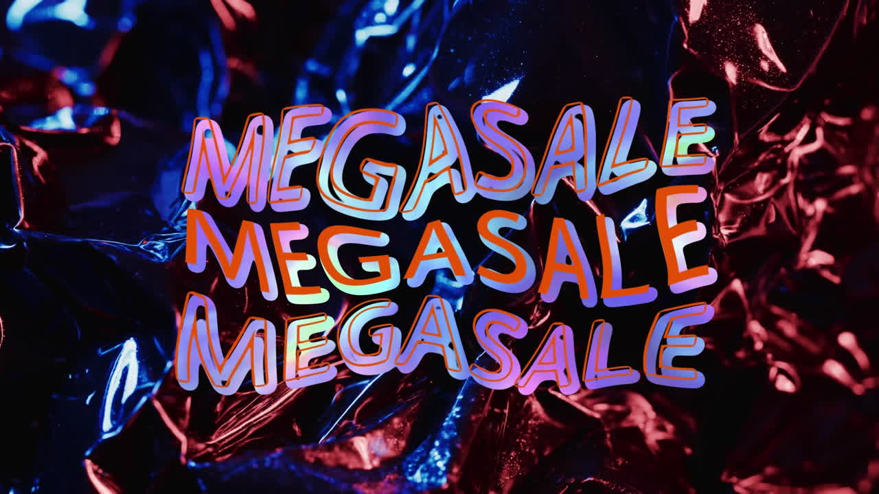 animación del texto de mega venta sobre el primer plano del papel texturizado.