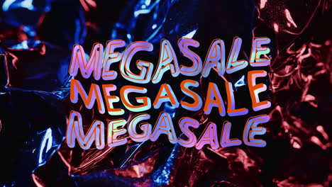 animación del texto de mega venta sobre el primer plano del papel texturizado.