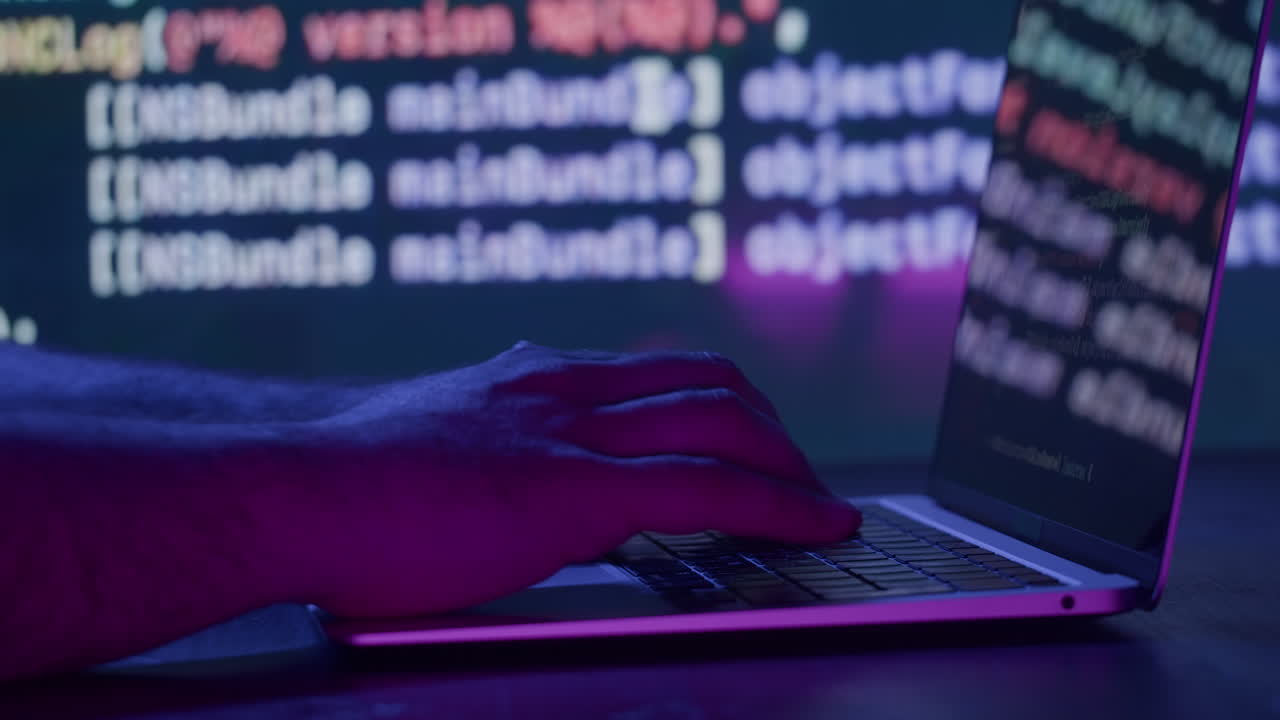 Man work with chat AI online, connecting with AI and using a chat. IT engineer software developer programmer interact with chat bot, making writing code. Typing on laptop keyboard close-up.