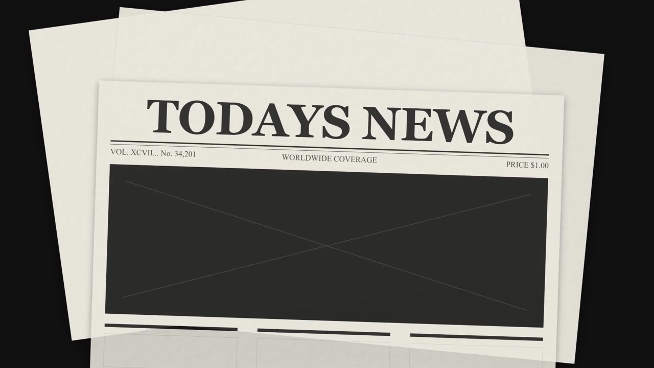 Blank Newspaper Template with Headline Space on Black Background