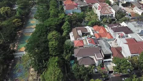 indonesia jakarta city complex community park neighborhood aerial drone