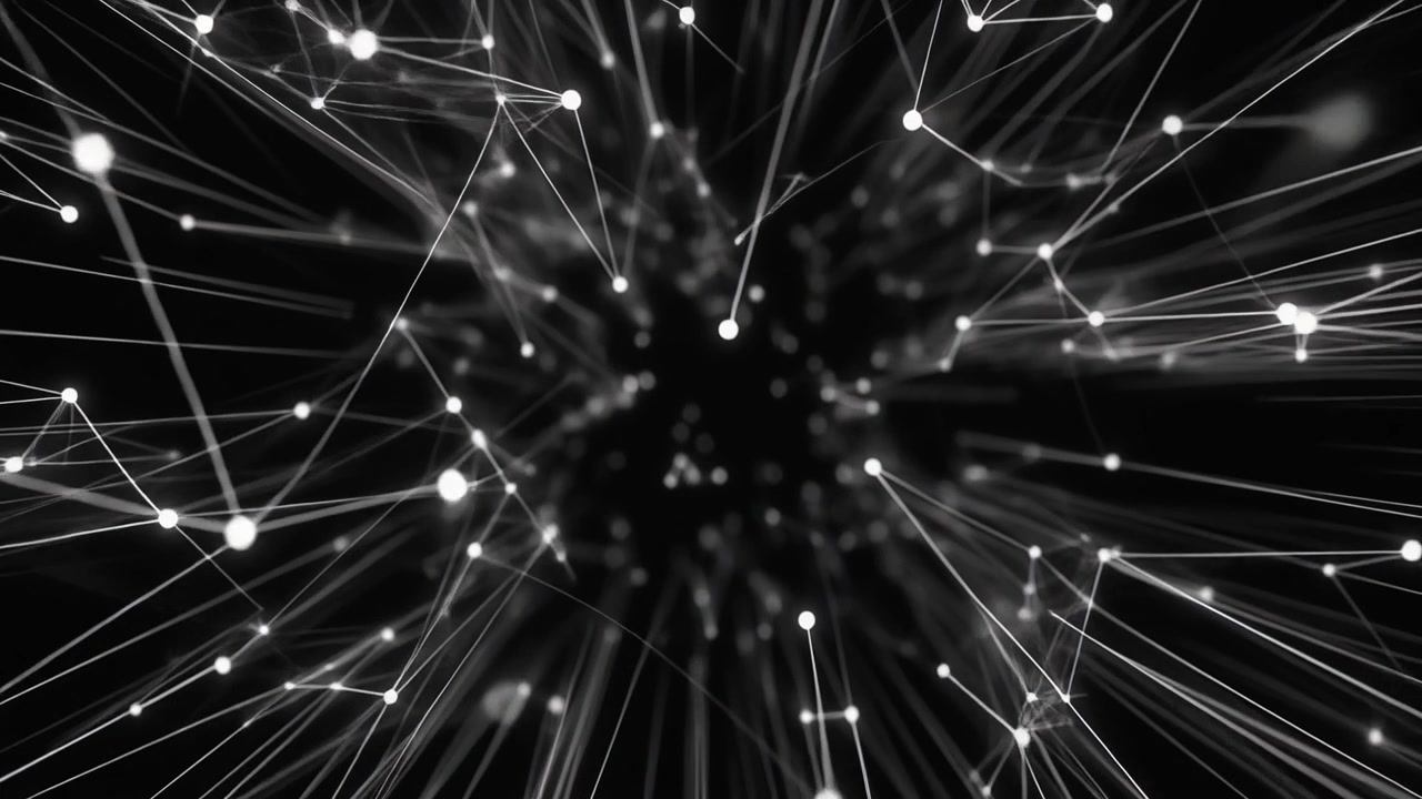 Abstract Digital Network Connection with Glowing Nodes and Lines