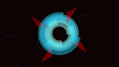 animación del procesamiento de escáner circular rotativo azul y rojo sobre fondo negro