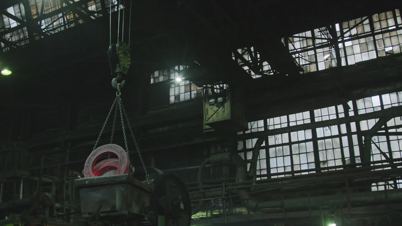 Crane Carrying Heavy Welded Load At Forging Shop