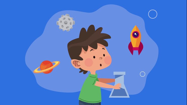 little student boy with supplies