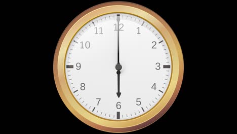 animated loop of a gold-tone clock face with alpha channel