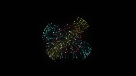 Champagne-fireworks-exploding-on-black-background-screen,-starting-from-center-of-the-screen-and-forming-rainbow-color-blast