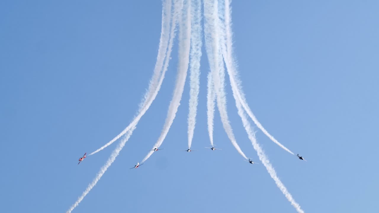 Incredible Shot of Snowbirds Aerobatic Team Breaking Up the Formation