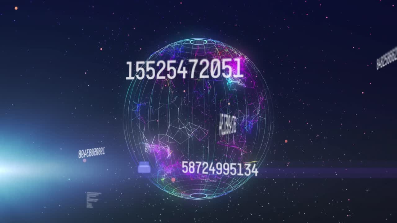 Video di elaborazione dati e globo su sfondo scuro