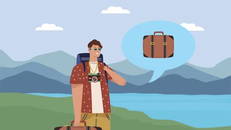 Happy Traveler in the Mountains