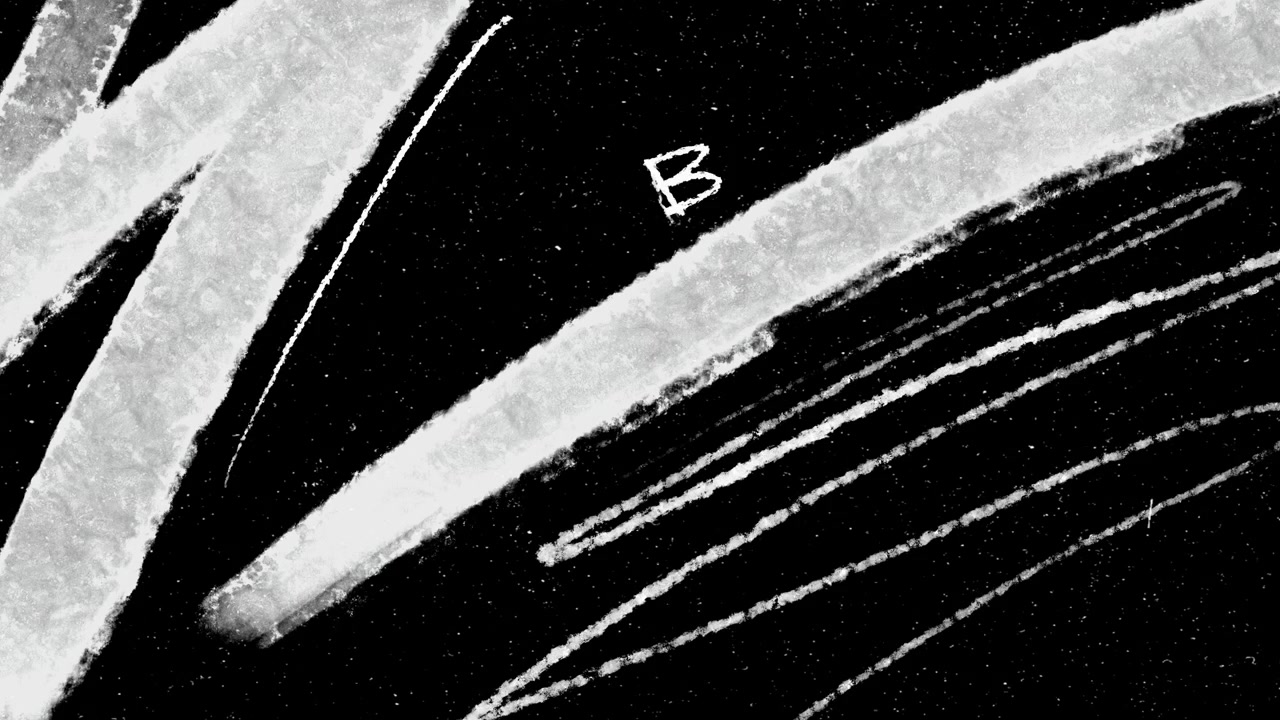 Rabiscos Abstratos de Giz Branco Feitos à Mão sobre Fundo Preto
