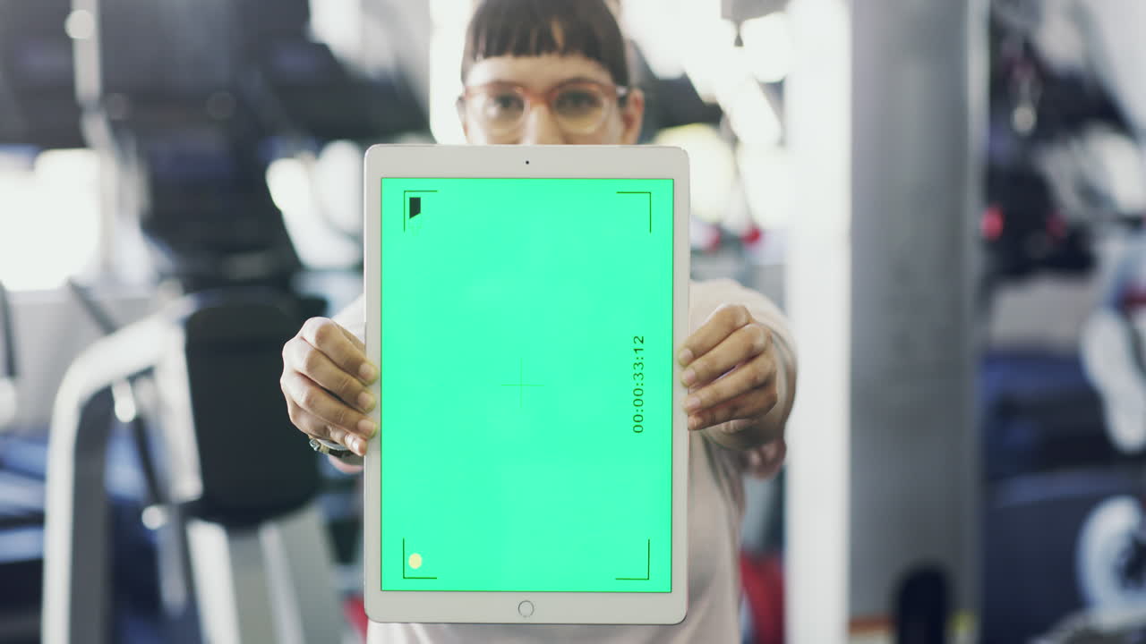 pantalla verde, retrato o entrenador personal mujer