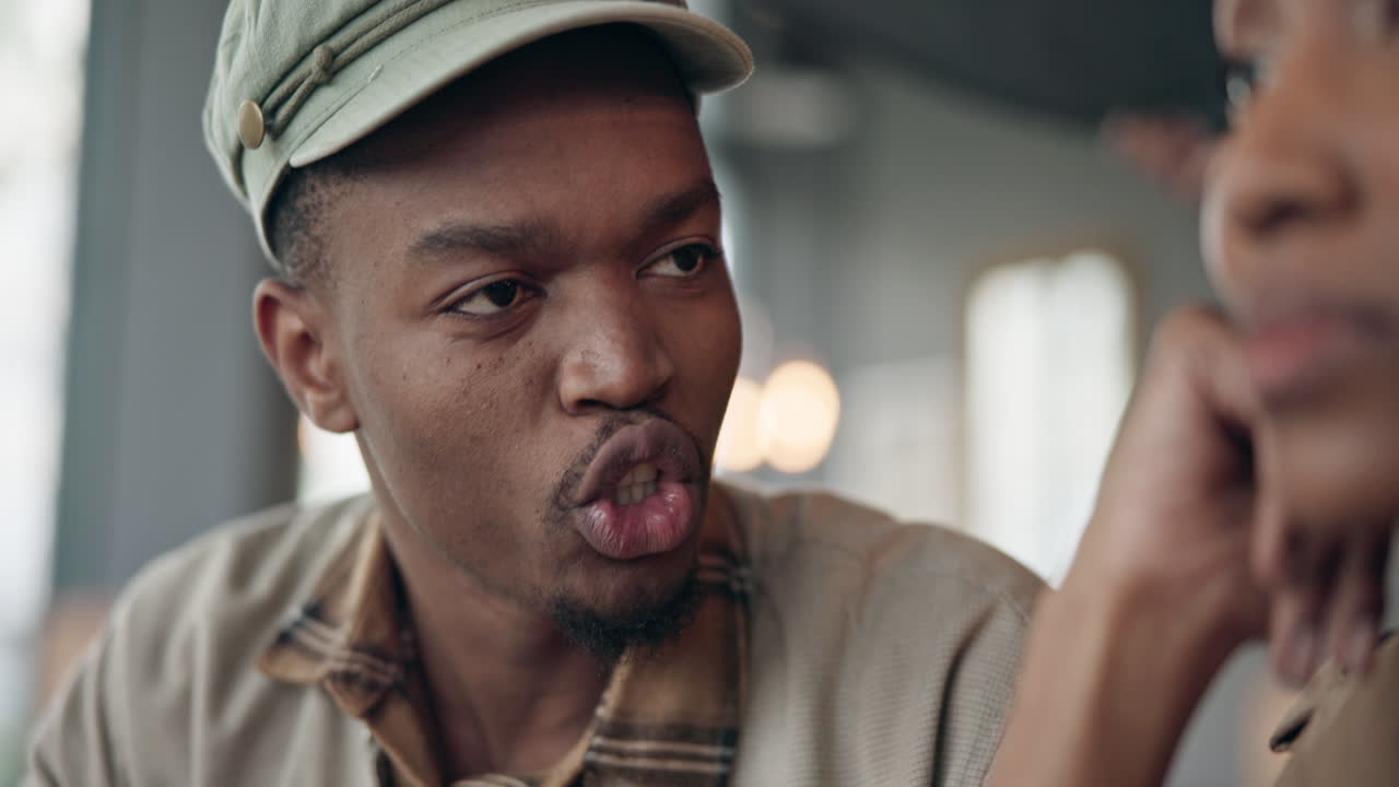 Argue, discussion and couple in restaurant