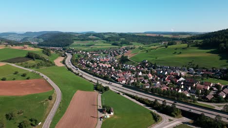 a highway through the beautiful nature of switzerland towards the end of summer-2