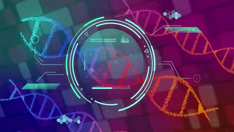 animation of dna strands spinning and scientific data processing