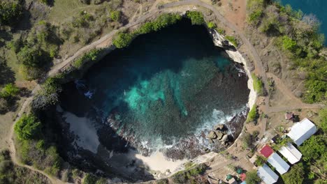 drone footage of broken beach, nusa penida, indonesia