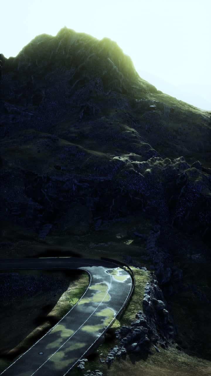 Winding road in scottish mountains