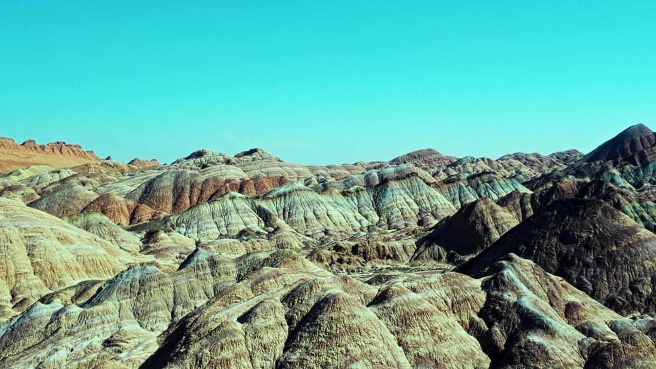 Colorful With Layered Rock Formations At Zhangye Danxia Geo Park - UNESCO Global Geopark In Gansu Province, China. Panning Shot