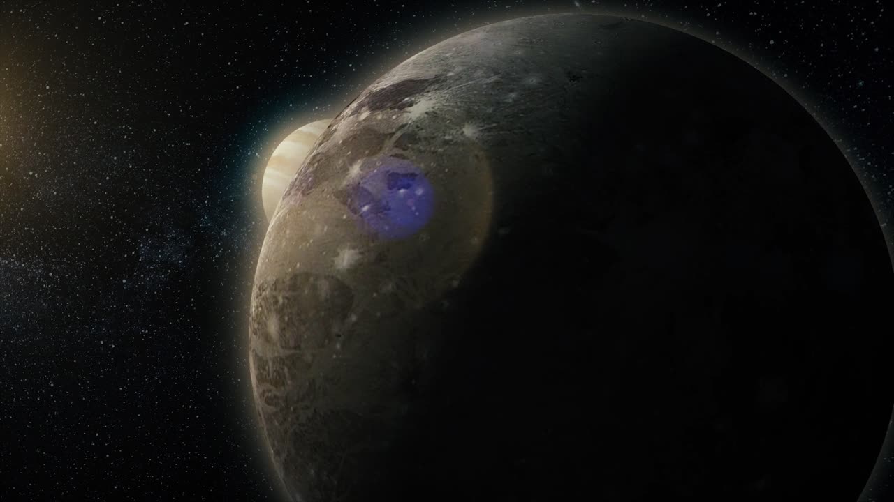 júpiter y un planeta desconocido en el espacio