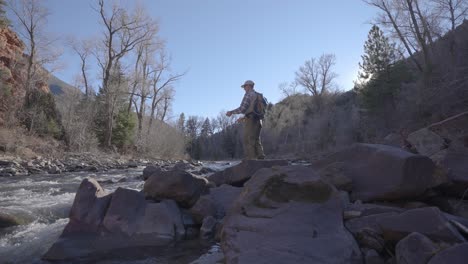 flyfishing for trout in a stream