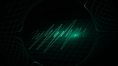 animated pulse heart rate frequency waves on green grid monitor screen