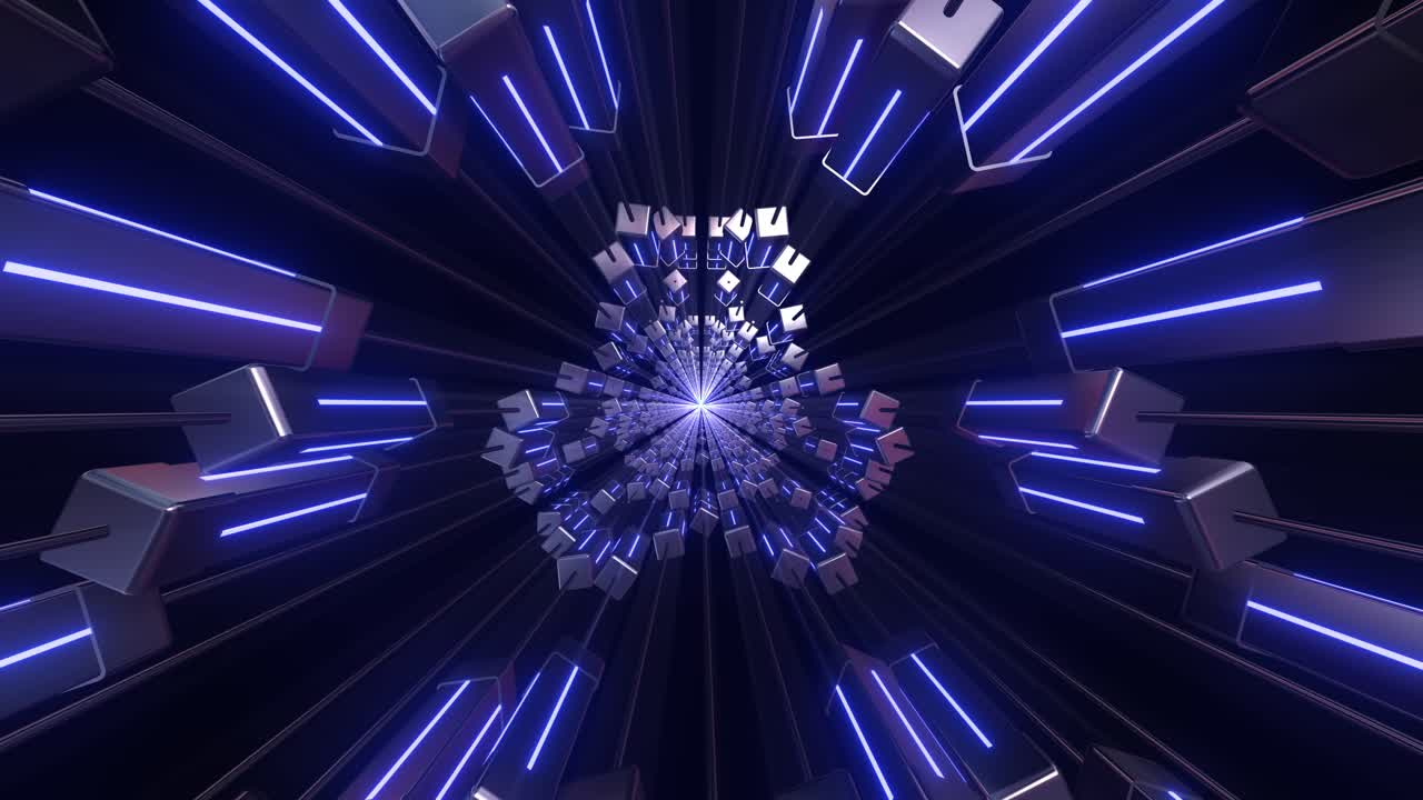 Abstract Futuristic Tunnel with Glowing Arrows