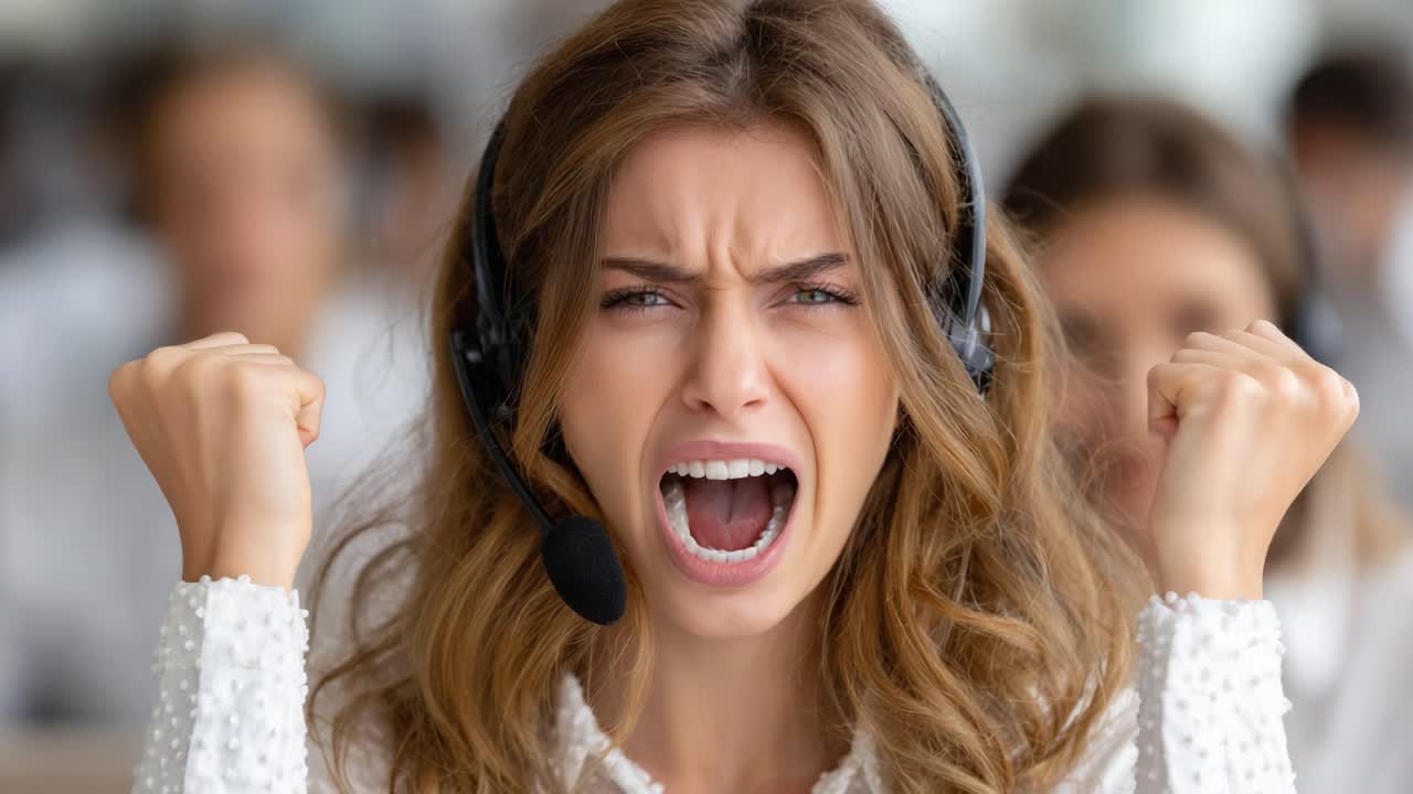Intense Reactions in a Call Center: A Frustrated Agent Demonstrates High Emotions While Facing Challenges During Customer Interactions in a Dynamic Workplace Environment