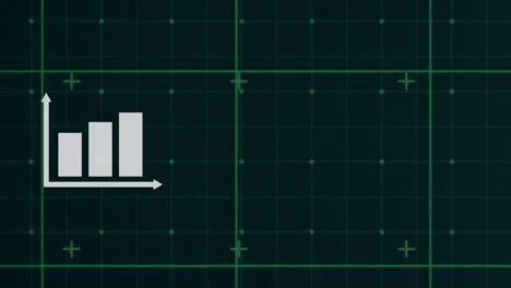 Digitale-Animation-Von-Diagrammen-Vor-Einem-Gitternetz-Auf-Schwarzem-Hintergrund