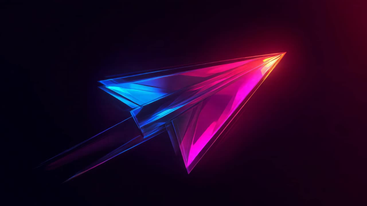 Futuristic Neon Arrow in a Cityscape