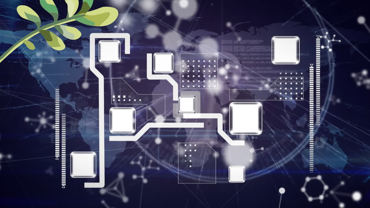 moléculas de animación sobre redes de conexiones y iconos de personas