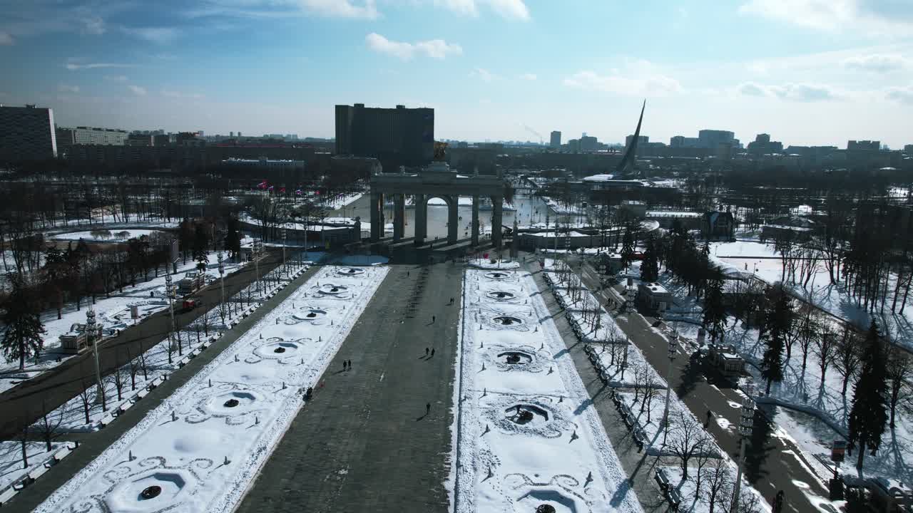 러시아 모스크바의 vdnh 공원, 겨울