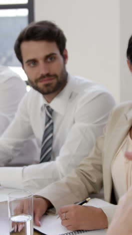 business people listening together