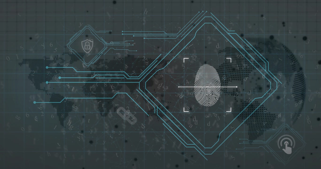 Touch icon tapping corner fingerprint appearing diamond HUD growing scanning verifying world access
