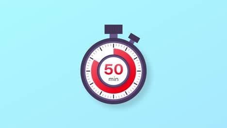 the 50 minutes timer. stopwatch icon in flat style. motion graphics.