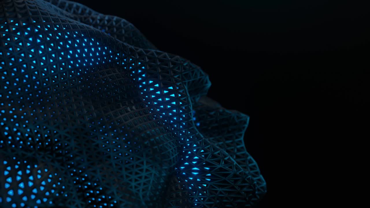 onda oscura futurista abstracta en el fondo de energía azul brillante renderización 3d