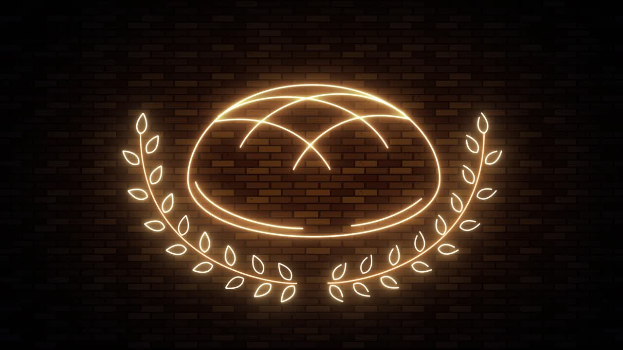 Animated laurel wreath growing around glowing circle.