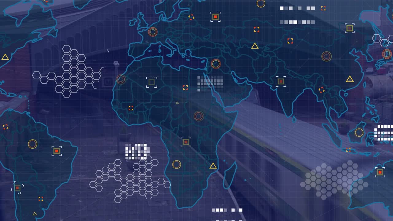 Animation of data processing and digital human brain over server room