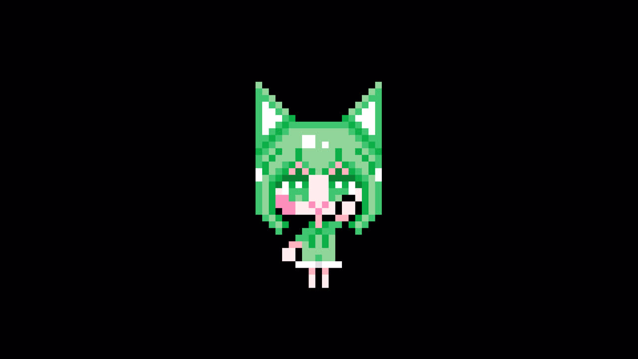 Pixel Cat girl Raising hand short hair Looping animation. 1080p (5).mov