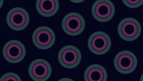 elegante patrón de círculo en espiral vibrante púrpura y verde sobre fondo negro