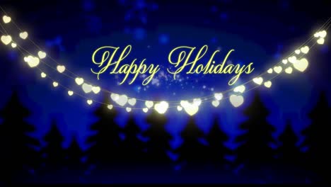 Animation-of-christmas-seasons-greetings-and-glowing-fairy-lights-over-winter-landscape