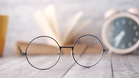 reading glasses and a book