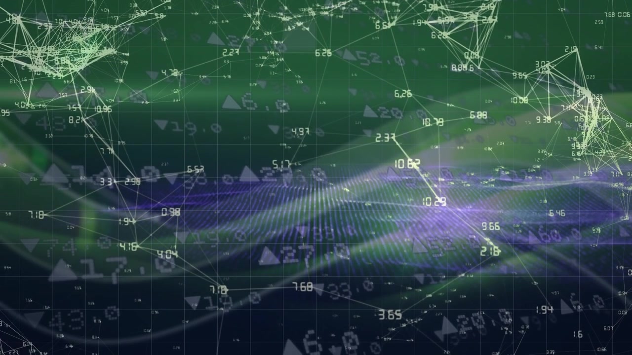 Animation of data processing on black background