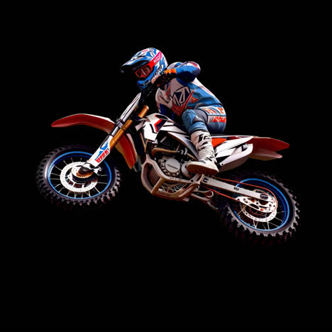 dynamic motocross stunt performance animation isolated asset, transparent 4k video, alpha channel