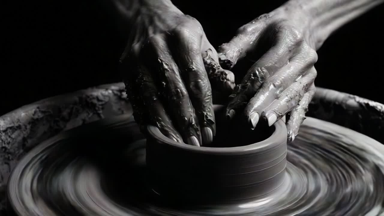 A Captivating Journey of Clay Manipulation: Creating a Beautiful Ceramic Pot from Raw Material on a Pottery Wheel, Showcasing the Art and Skill of Pottery Making