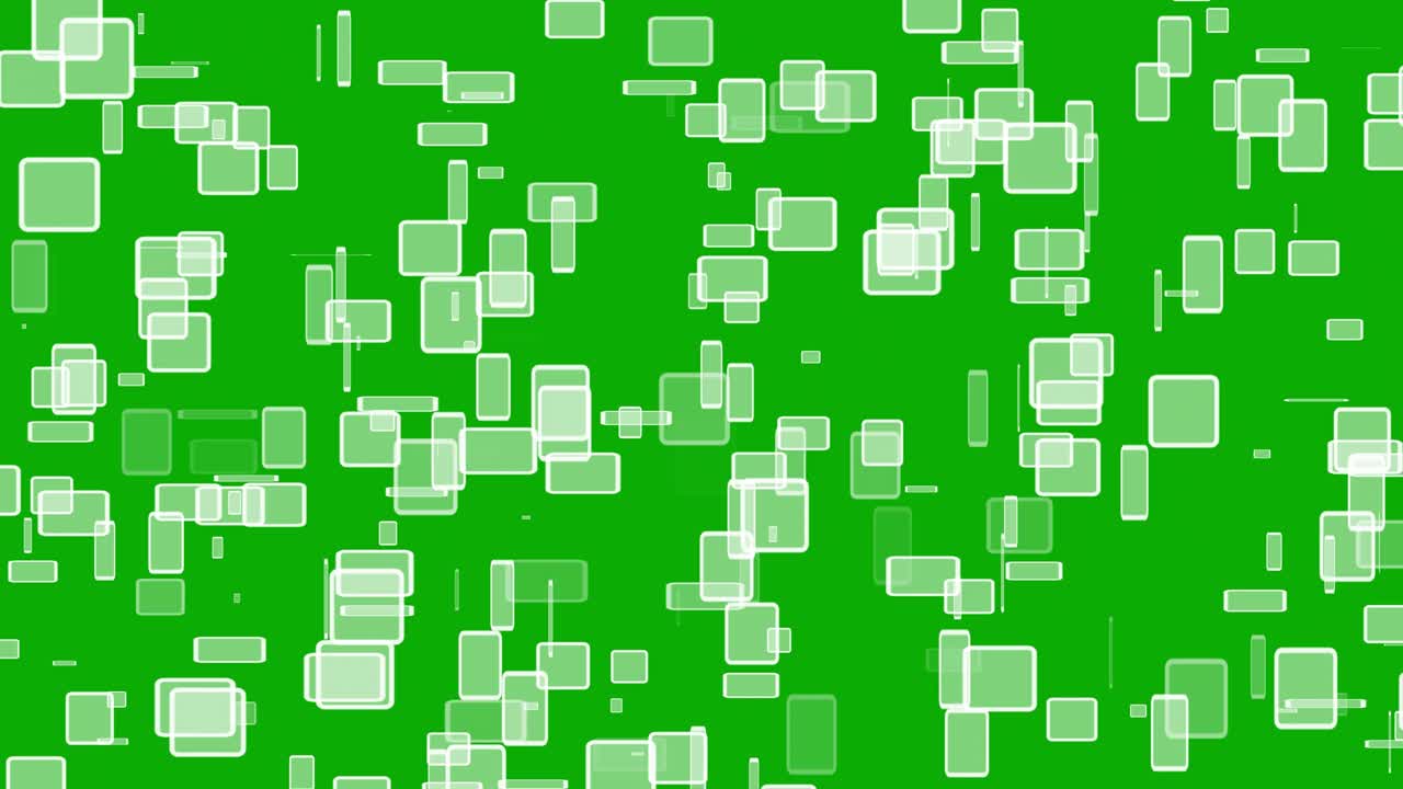 gráficos de movimiento de cuadrados digitales con fondo de pantalla verde