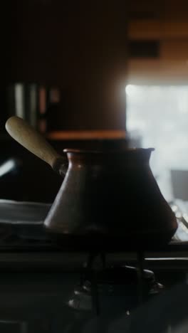 turkish coffee pot on stovetop