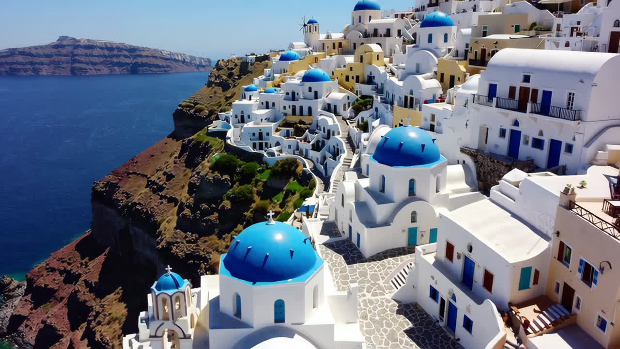 Aerial View of Oia, Santorini, Greece
